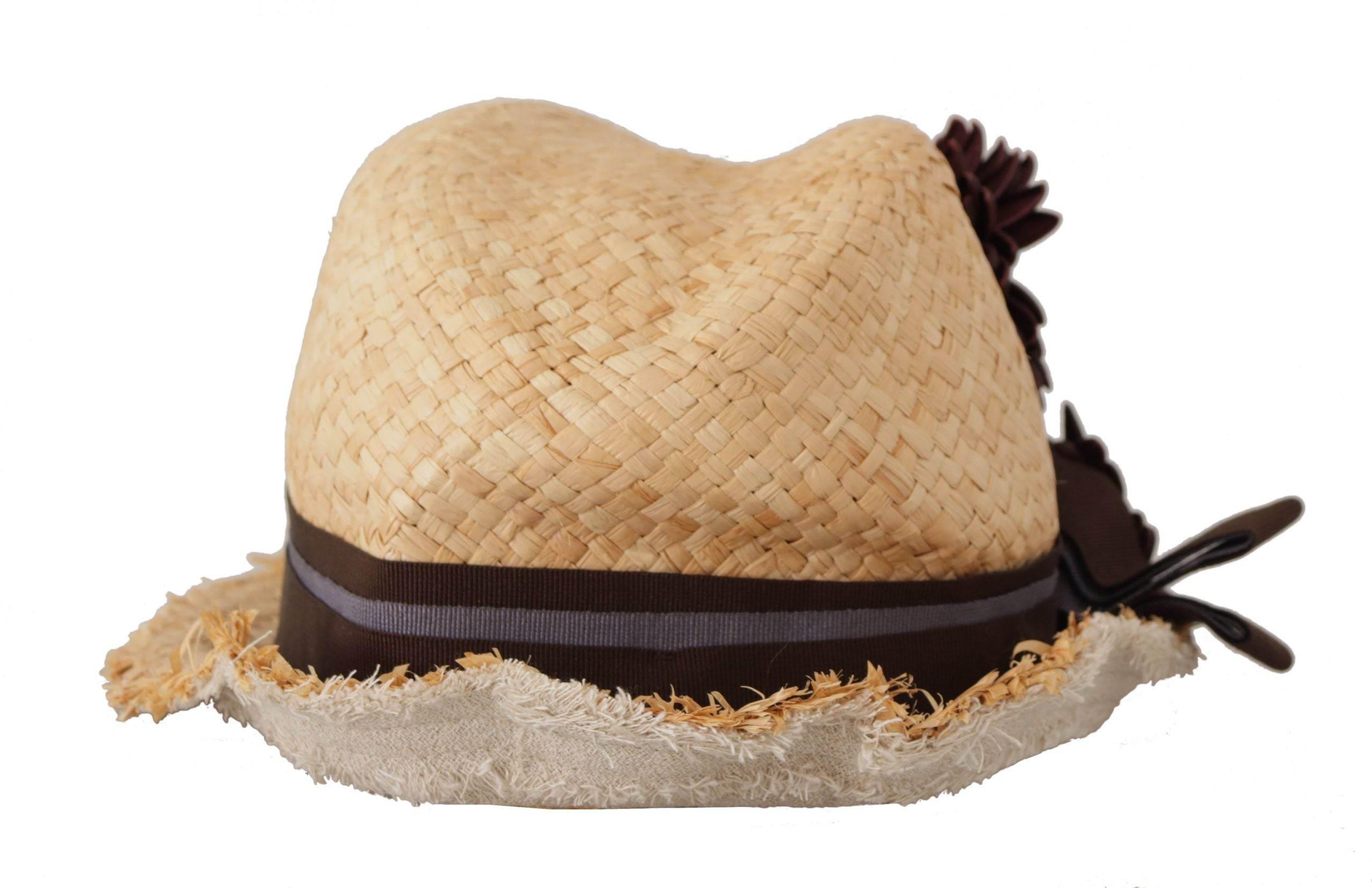 Dolce & Gabbana Yellow Ribbon Floral Embellished Straw Hat - Hilstor