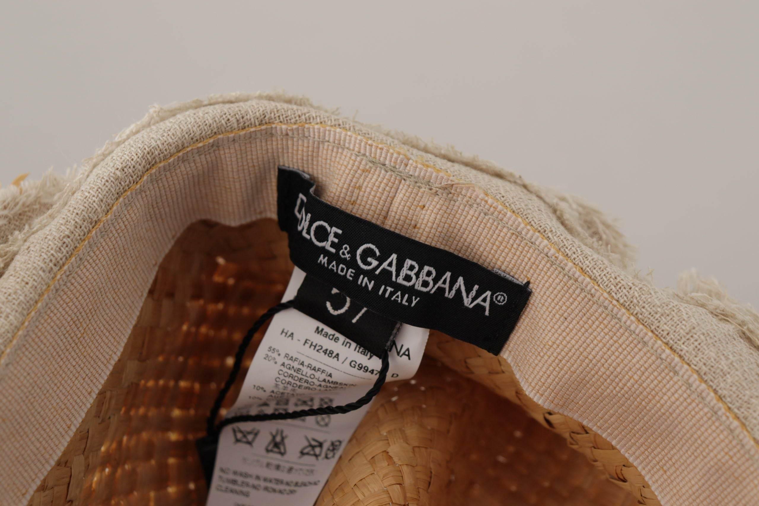 Dolce & Gabbana Yellow Ribbon Floral Embellished Straw Hat - Hilstor