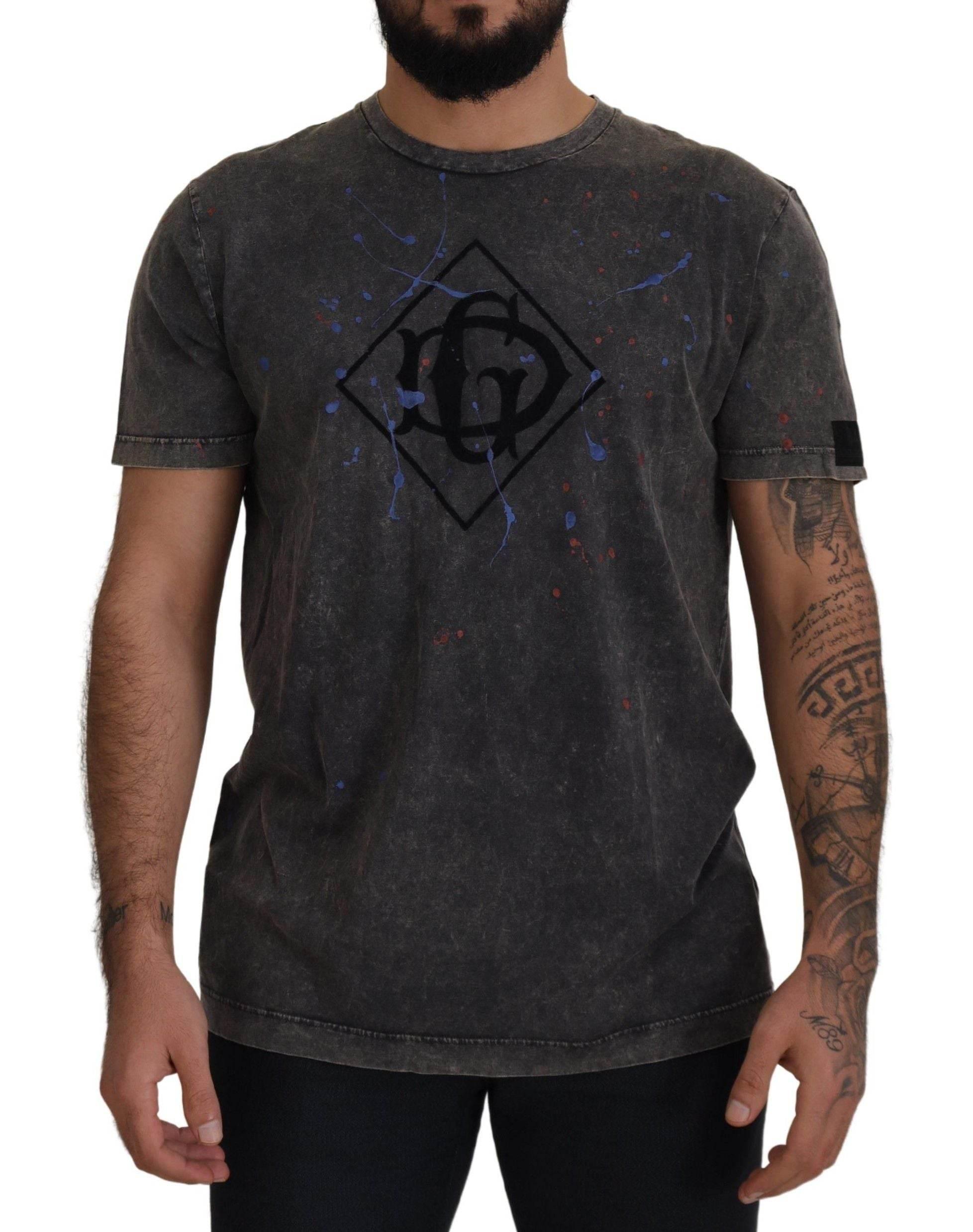 Dolce & Gabbana Gray Discolored Effect DG Logo T-shirt - Hilstor