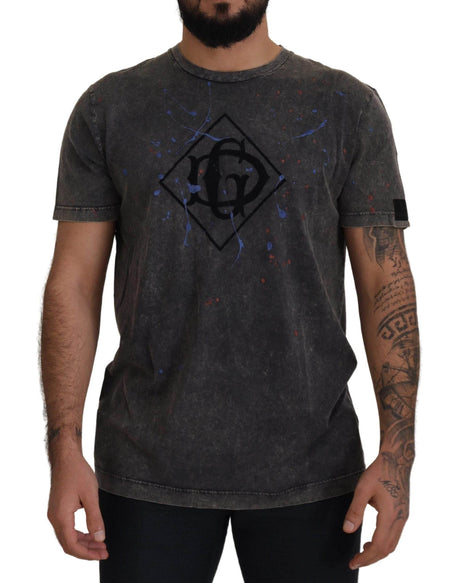 Dolce & Gabbana Gray Discolored Effect DG Logo T-shirt - Hilstor