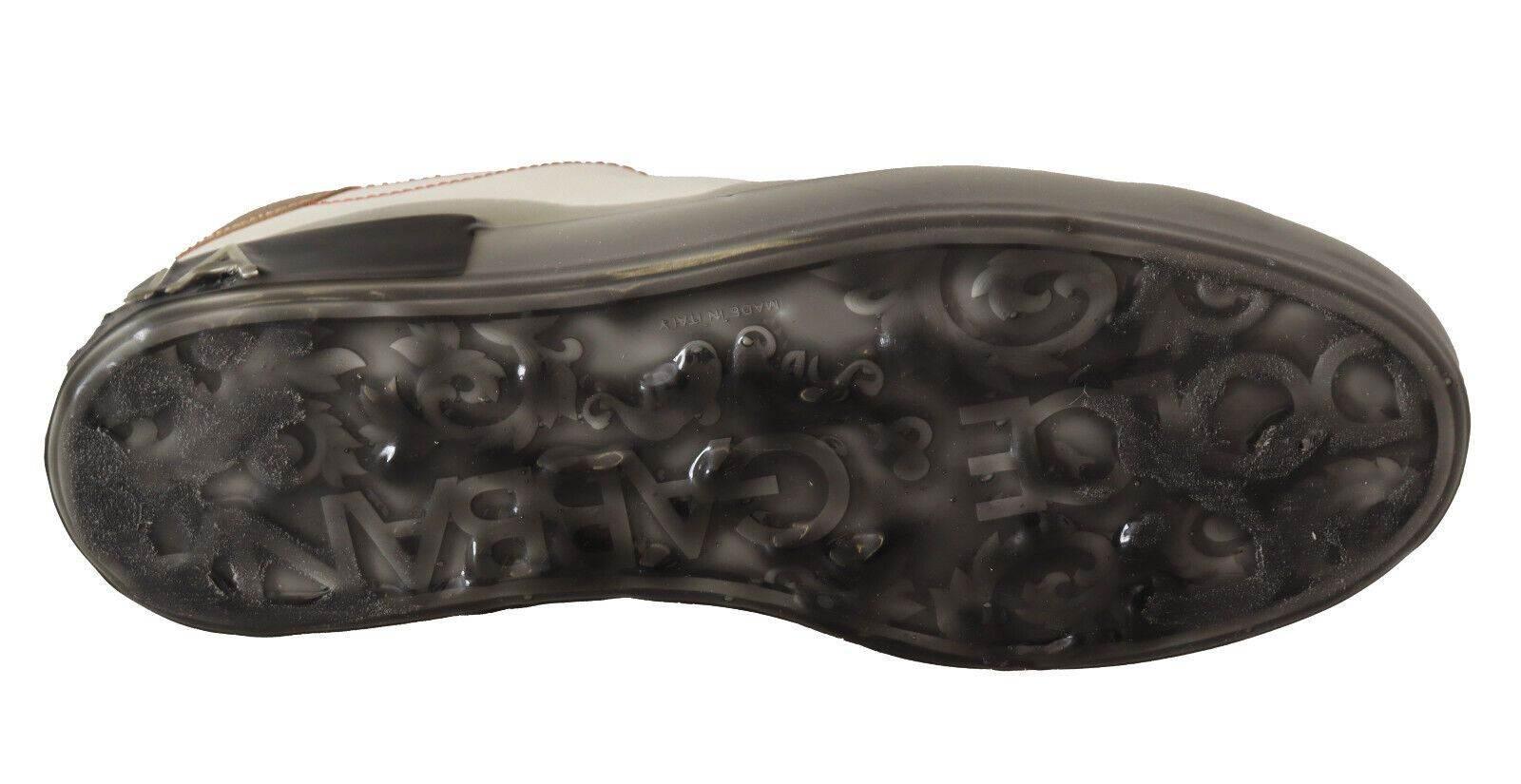 Dolce & Gabbana White Gold Leather Low Top Sneakers Casual Shoes - Hilstor