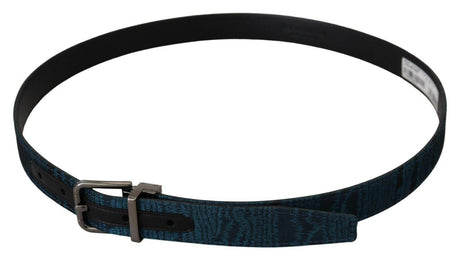 Dolce & Gabbana Blue Jacquard Moire Silver Metal Belt Men - Hilstor