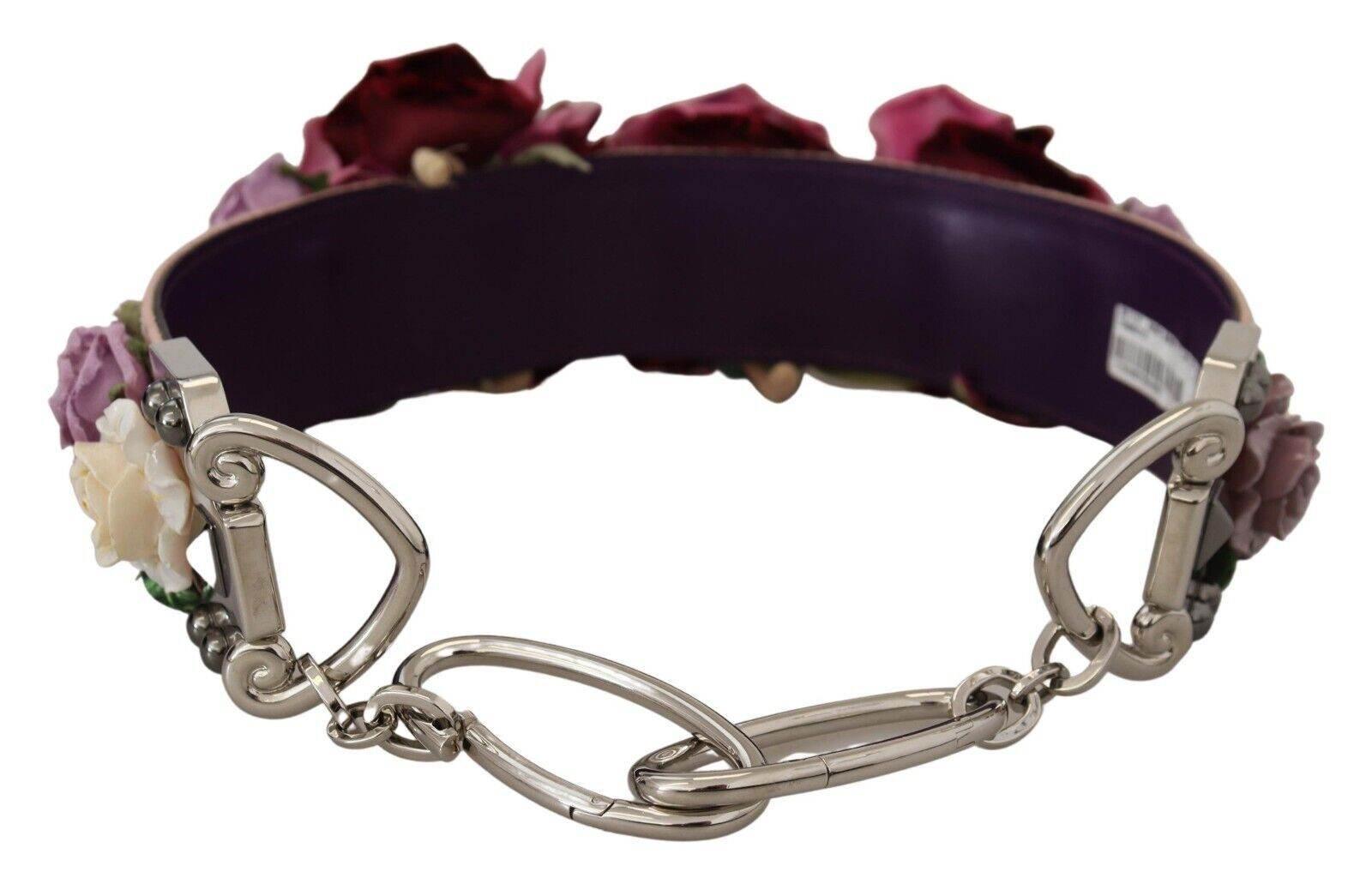 Dolce & Gabbana Multicolor Floral Appliques Metal Shoulder Strap - Hilstor