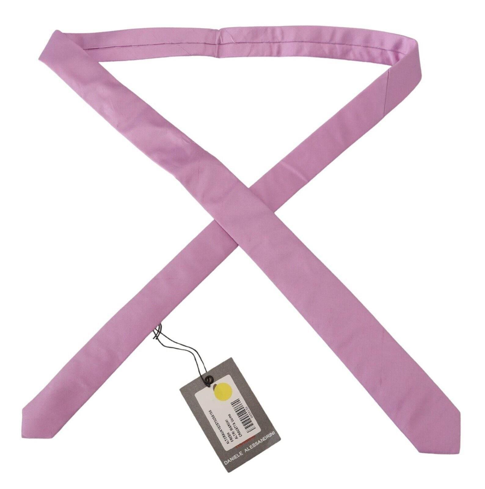 Daniele Alessandrini Pink Classic Men Necktie Accessory Silk Tie - Hilstor