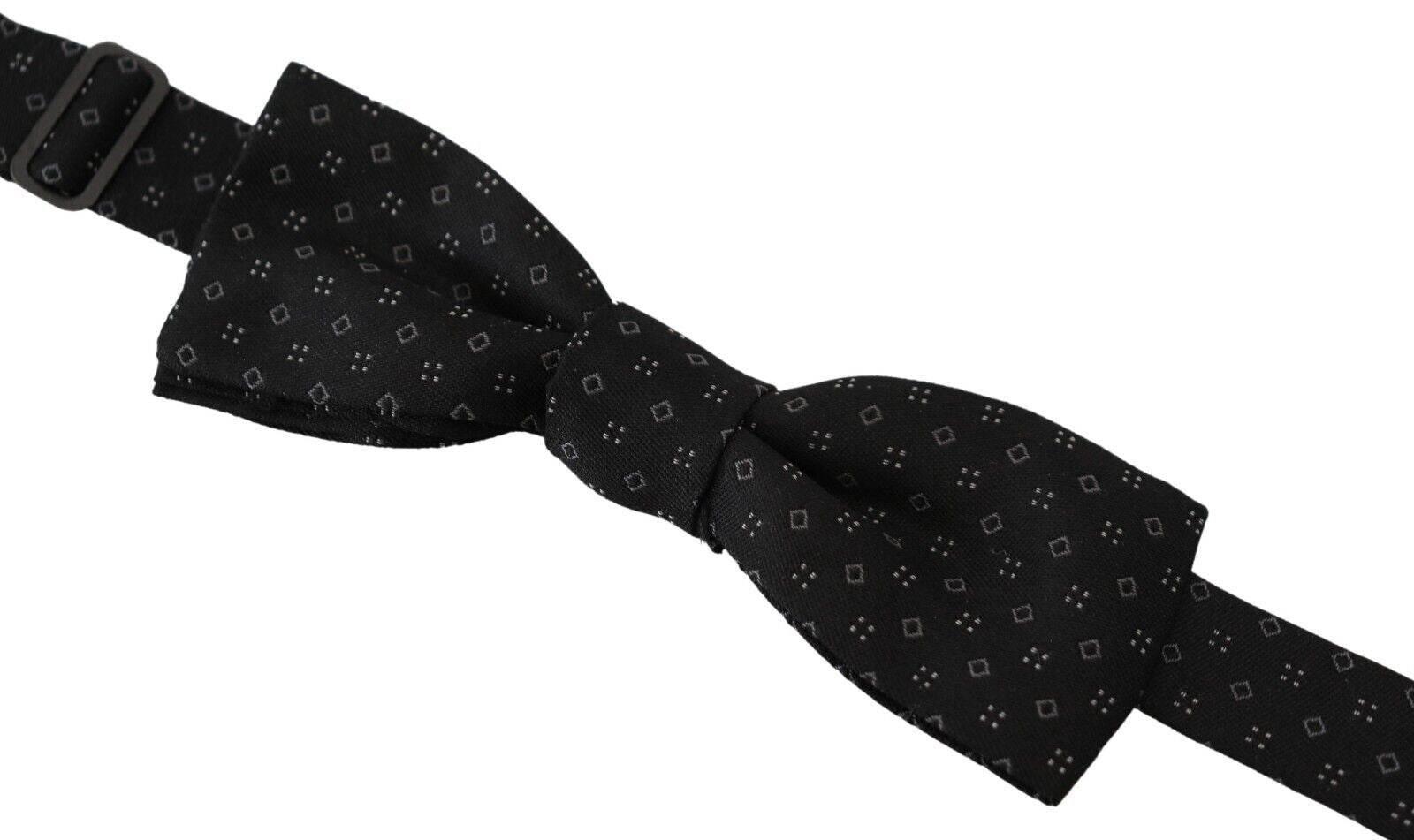 Dolce & Gabbana Black Silk Patterned Necktie Men Accessory Bow Tie - Hilstor