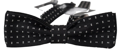 Dolce & Gabbana Black Silk Patterned Neck Papillon Accessory Bow Tie - Hilstor