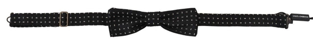 Dolce & Gabbana Black Silk Patterned Neck Papillon Accessory Bow Tie - Hilstor