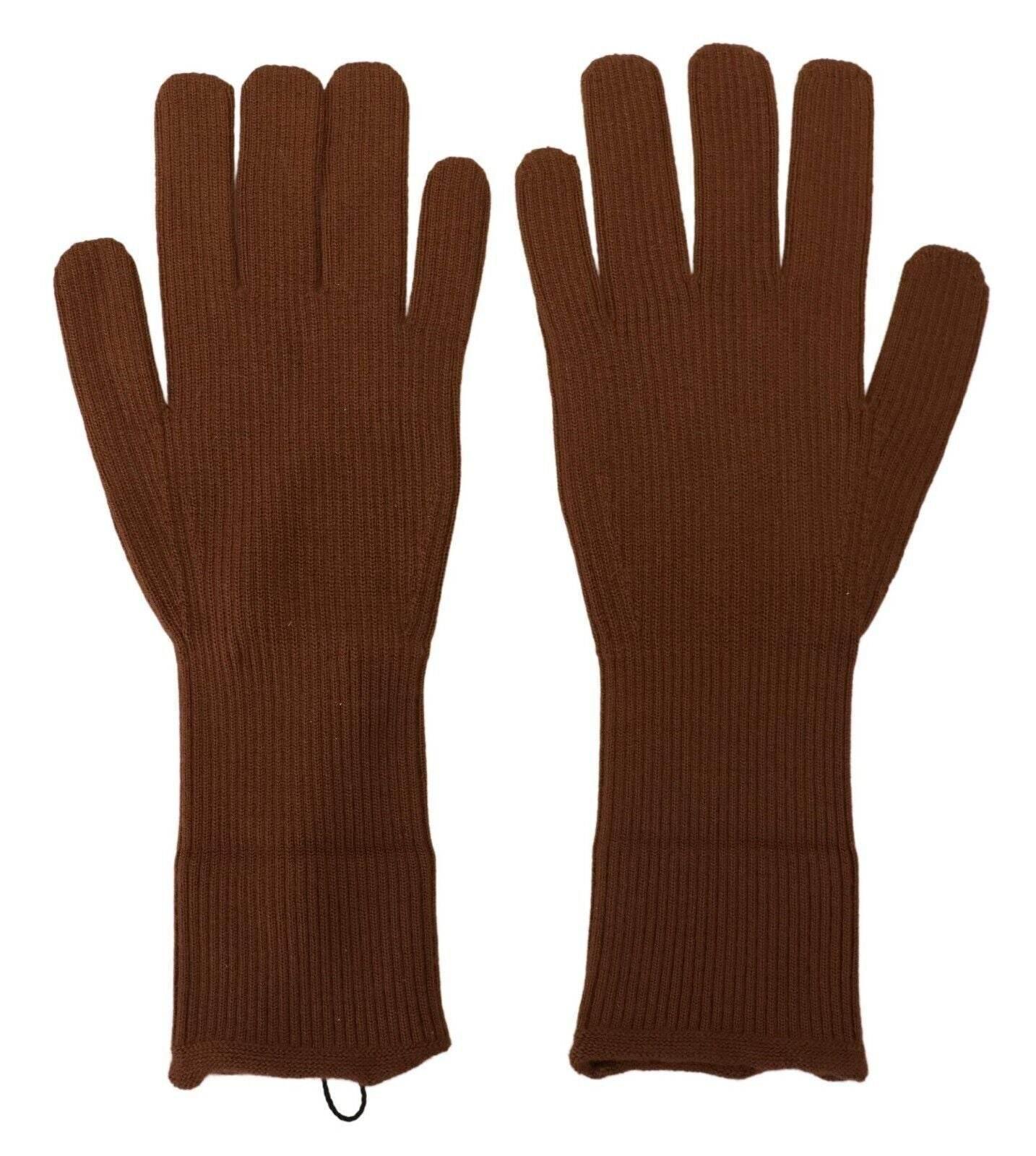Dolce & Gabbana Elegant Brown Cashmere Winter Gloves - Hilstor