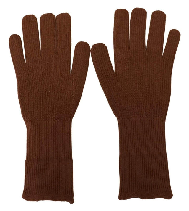 Dolce & Gabbana Elegant Brown Cashmere Winter Gloves - Hilstor
