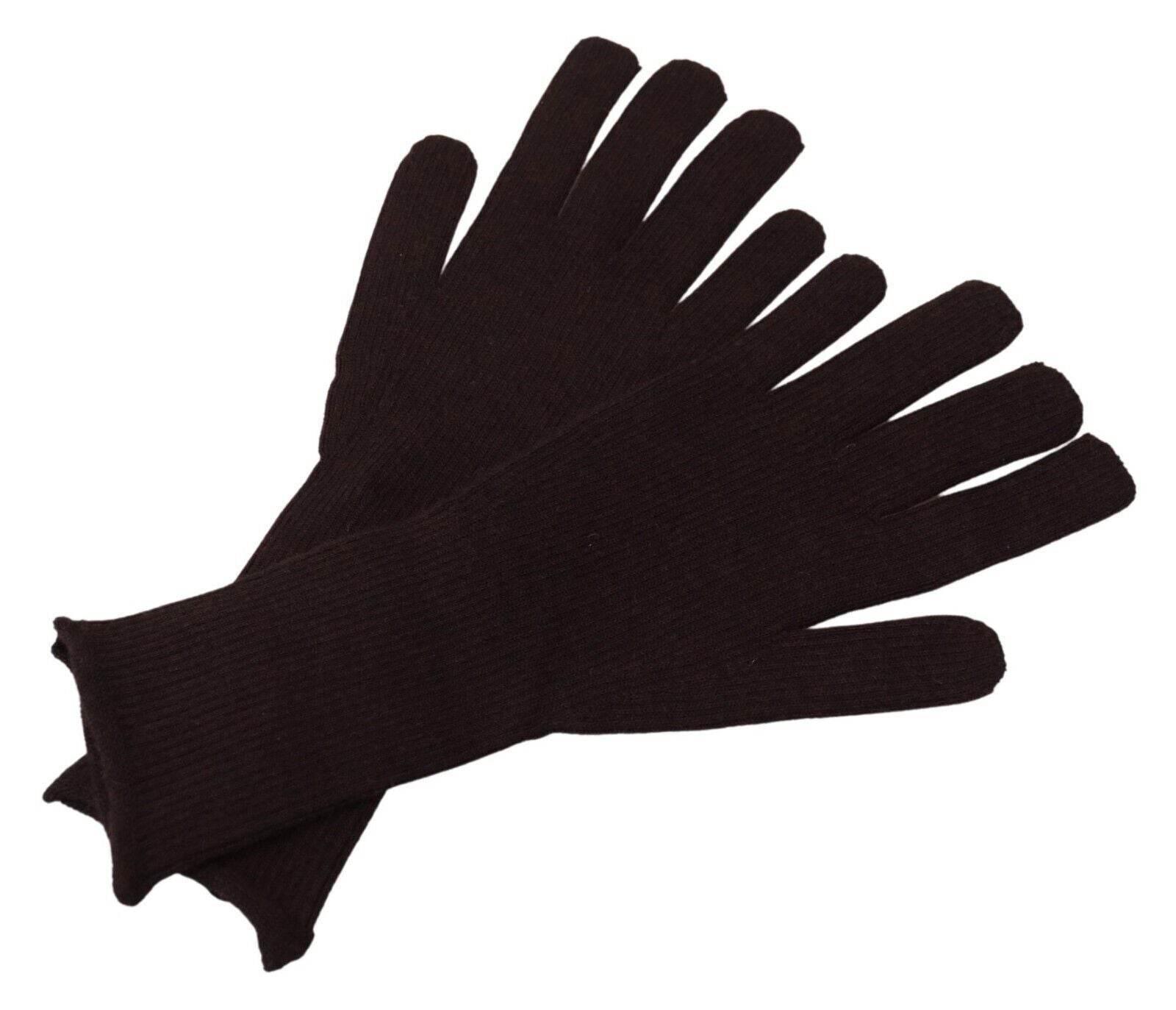 Dolce & Gabbana Elegant Silk Cashmere Brown Gloves - Hilstor