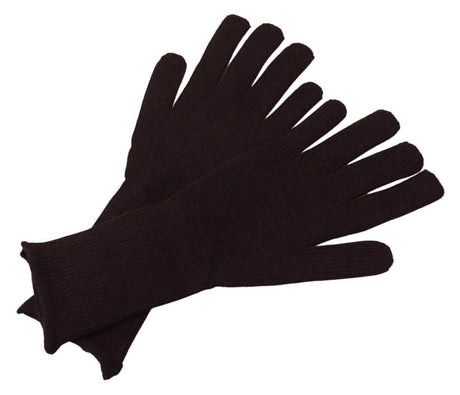 Dolce & Gabbana Elegant Silk Cashmere Brown Gloves - Hilstor