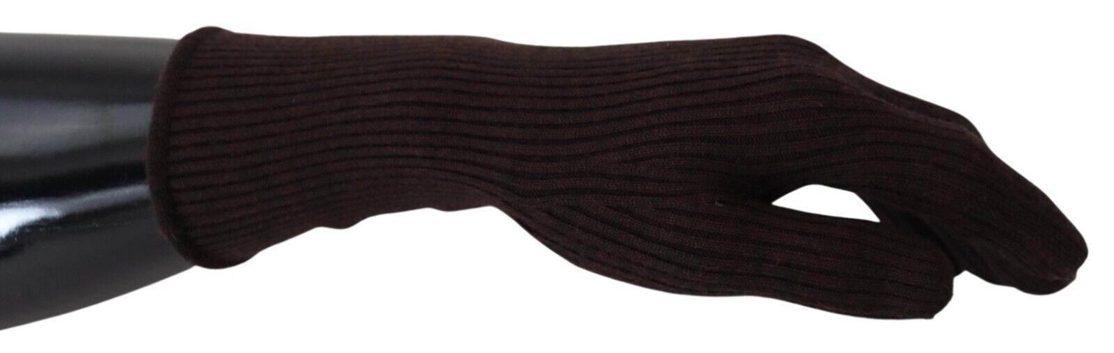 Dolce & Gabbana Elegant Silk Cashmere Brown Gloves - Hilstor