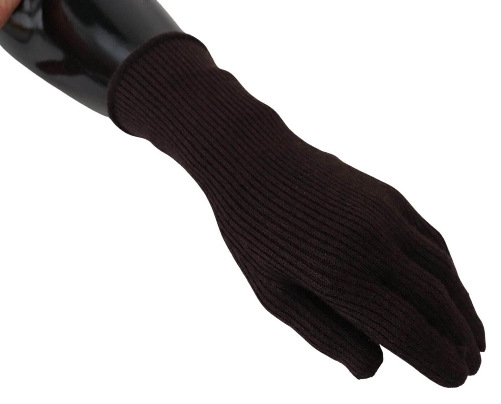 Dolce & Gabbana Elegant Silk Cashmere Brown Gloves - Hilstor