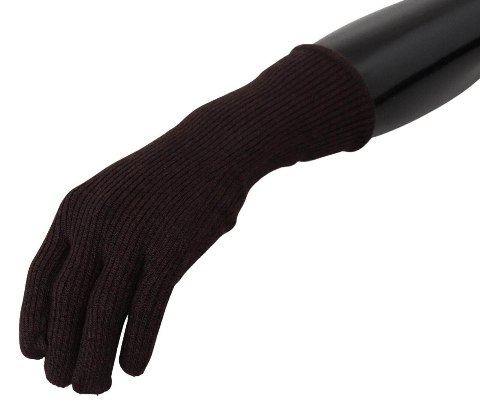 Dolce & Gabbana Elegant Silk Cashmere Brown Gloves - Hilstor
