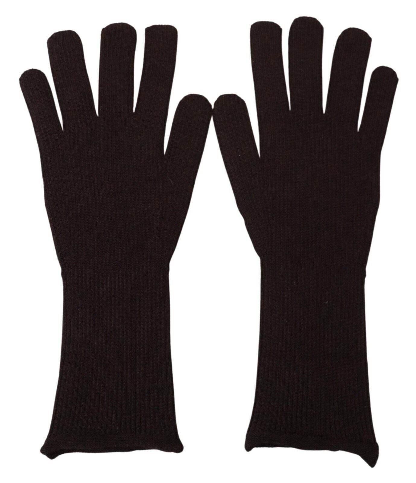 Dolce & Gabbana Elegant Silk Cashmere Brown Gloves - Hilstor