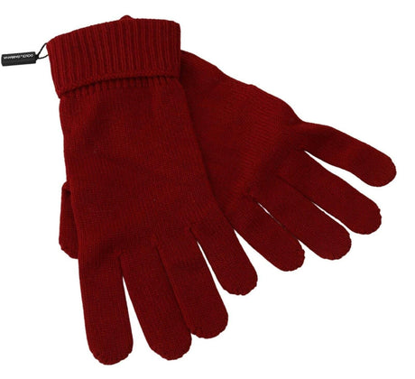 Dolce & Gabbana Elegant Red Cashmere Winter Gloves - Hilstor