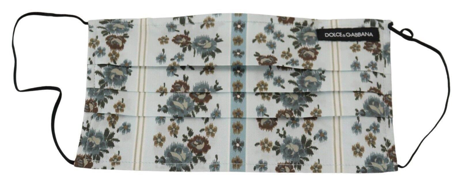 Dolce & Gabbana Chic White Floral Pleated Cotton Face Mask - Hilstor