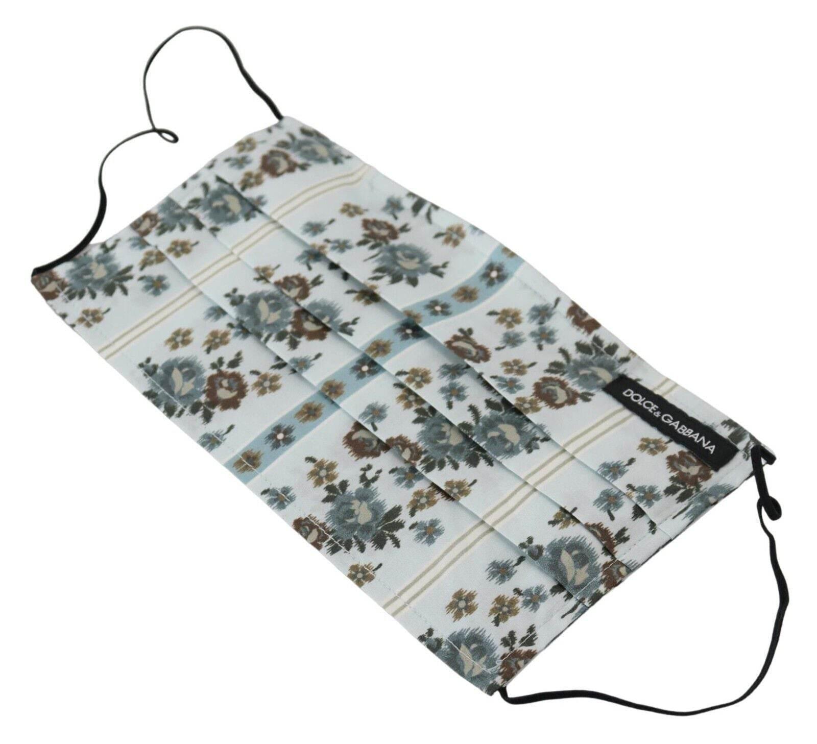 Dolce & Gabbana Chic White Floral Pleated Cotton Face Mask - Hilstor