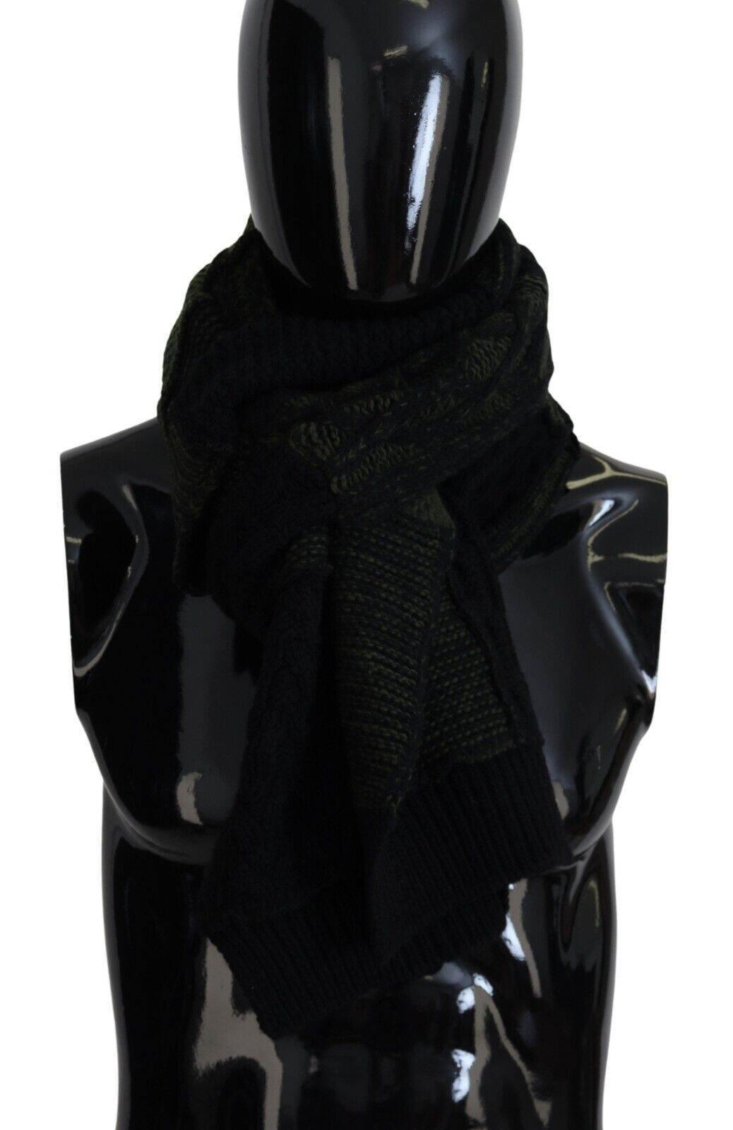 Dolce & Gabbana Elegant Wool Scarf in Black & Green - Hilstor
