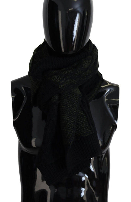Dolce & Gabbana Elegant Wool Scarf in Black & Green - Hilstor