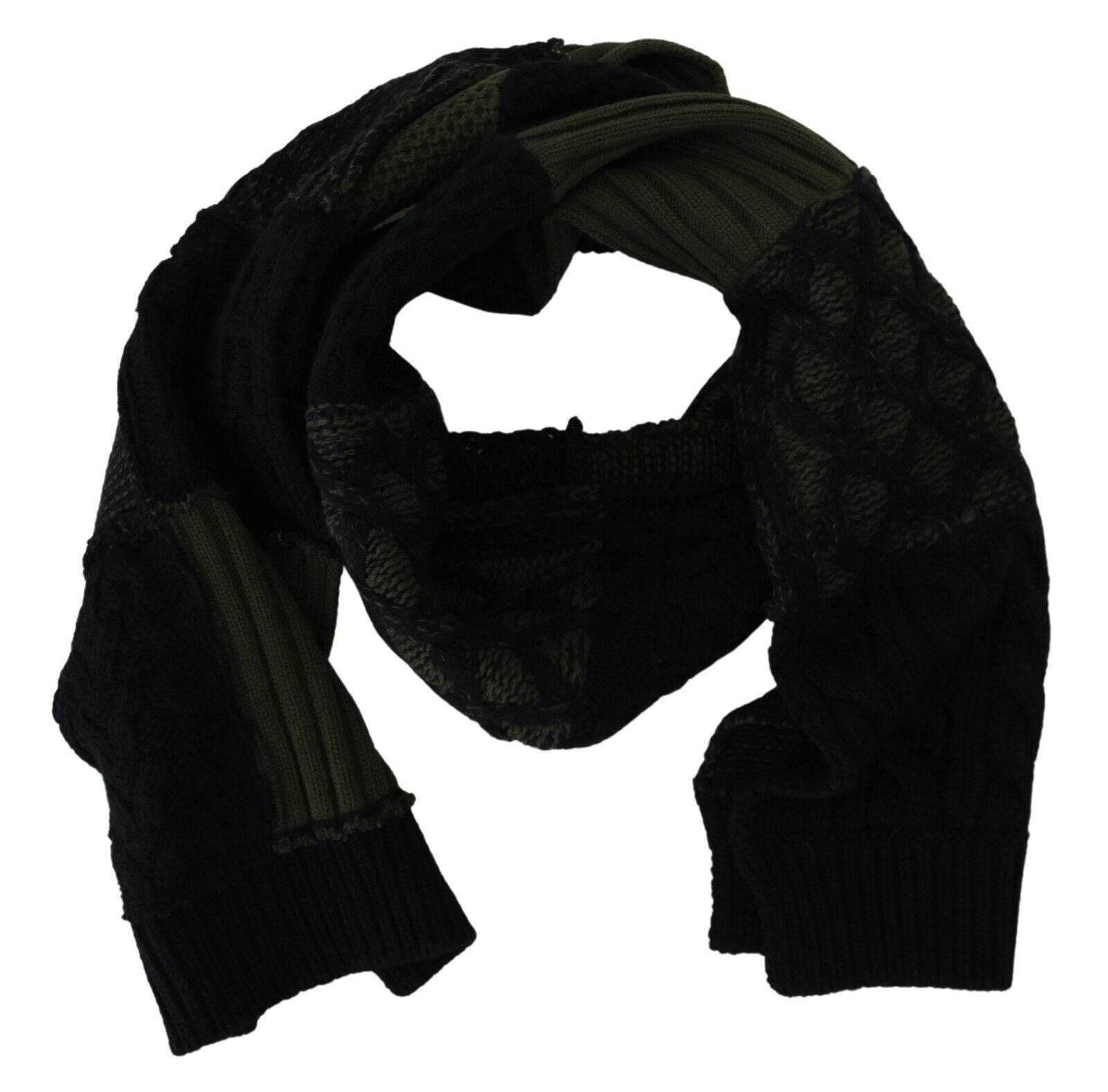 Dolce & Gabbana Elegant Wool Scarf in Black & Green - Hilstor