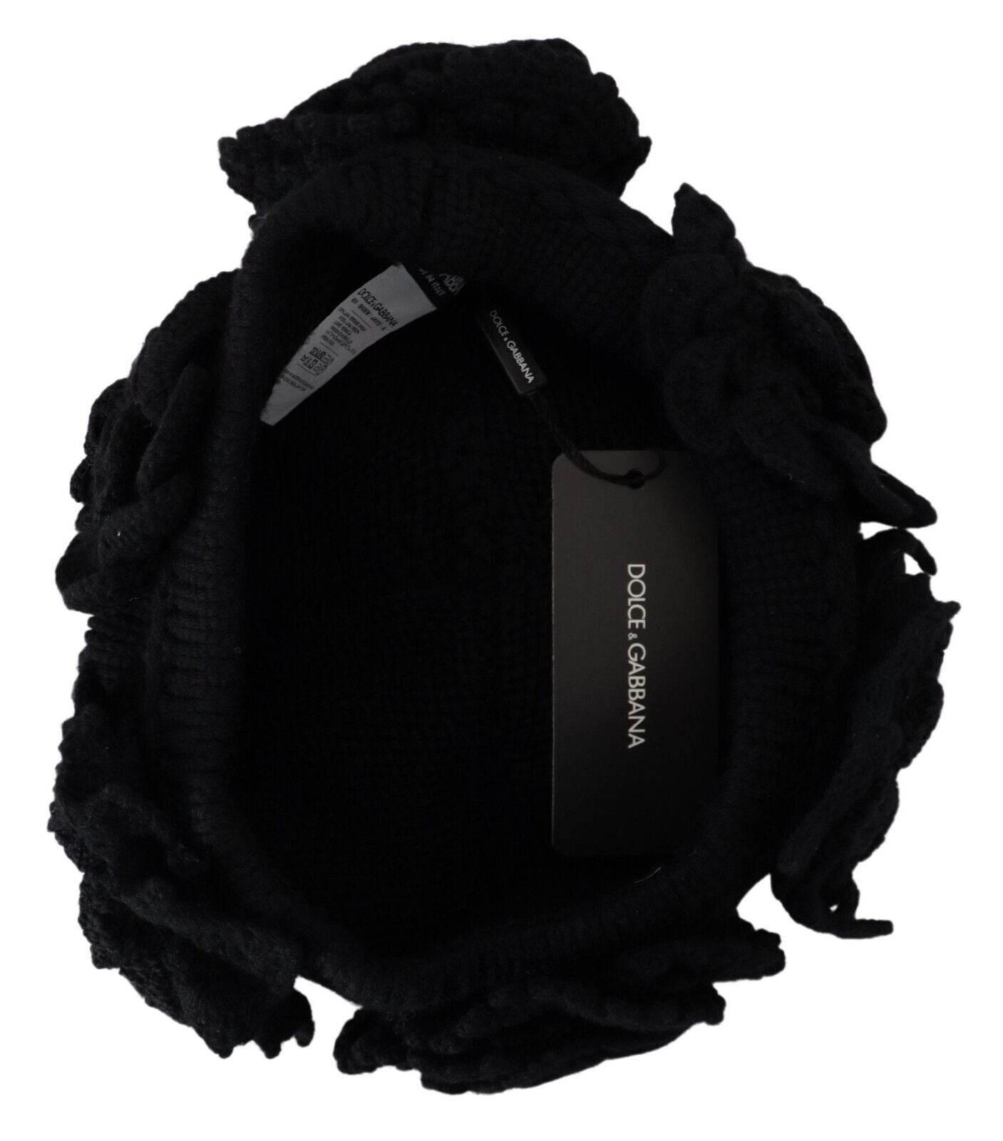 Dolce & Gabbana Black Wool Knit Winter Beanie Hat - Hilstor