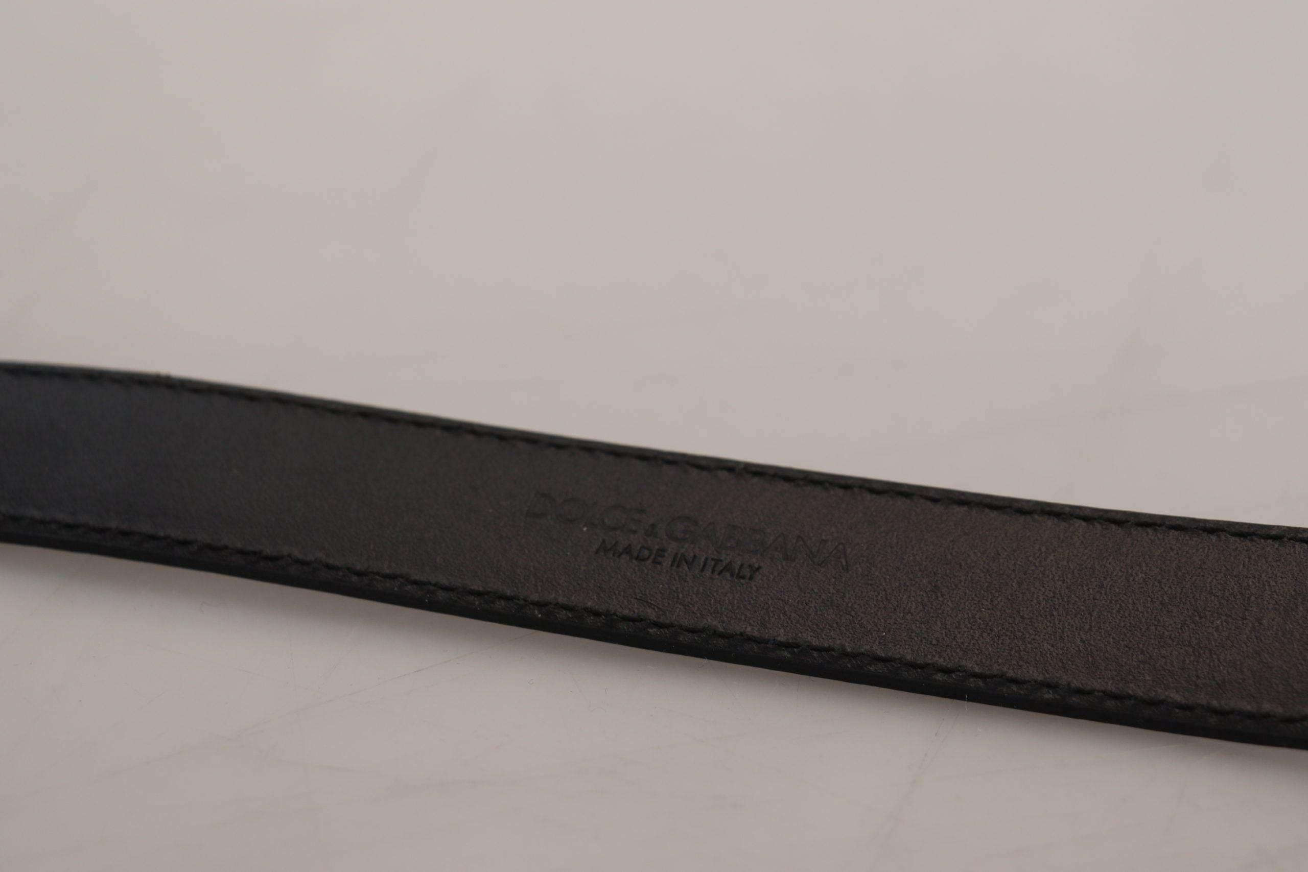 Dolce & Gabbana Blue Leather Silver Metal Buckle Vintage Belt - Hilstor