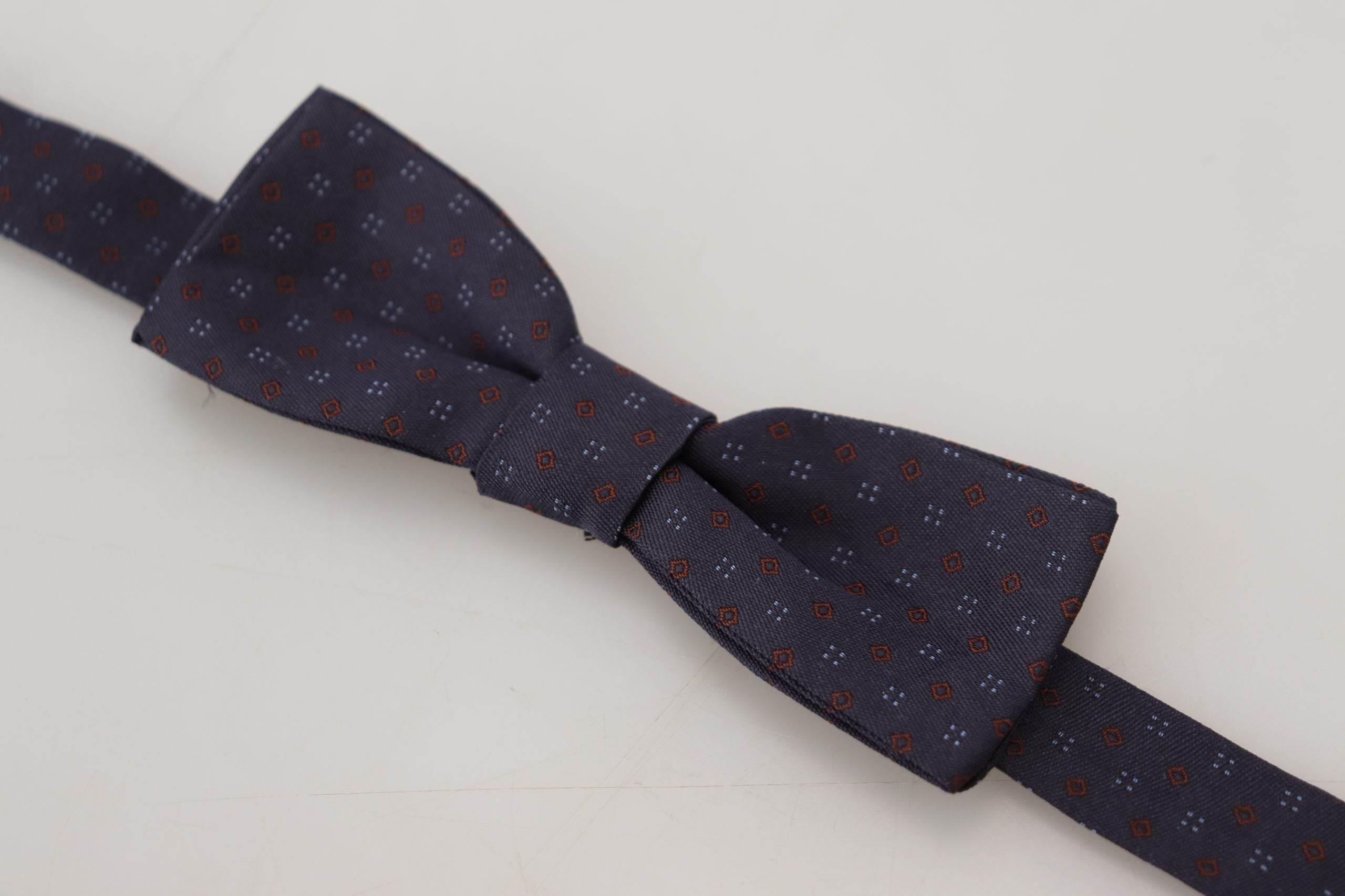 Dolce & Gabbana Blue Pattern Silk Adjustable Neck Papillon Bow Tie - Hilstor