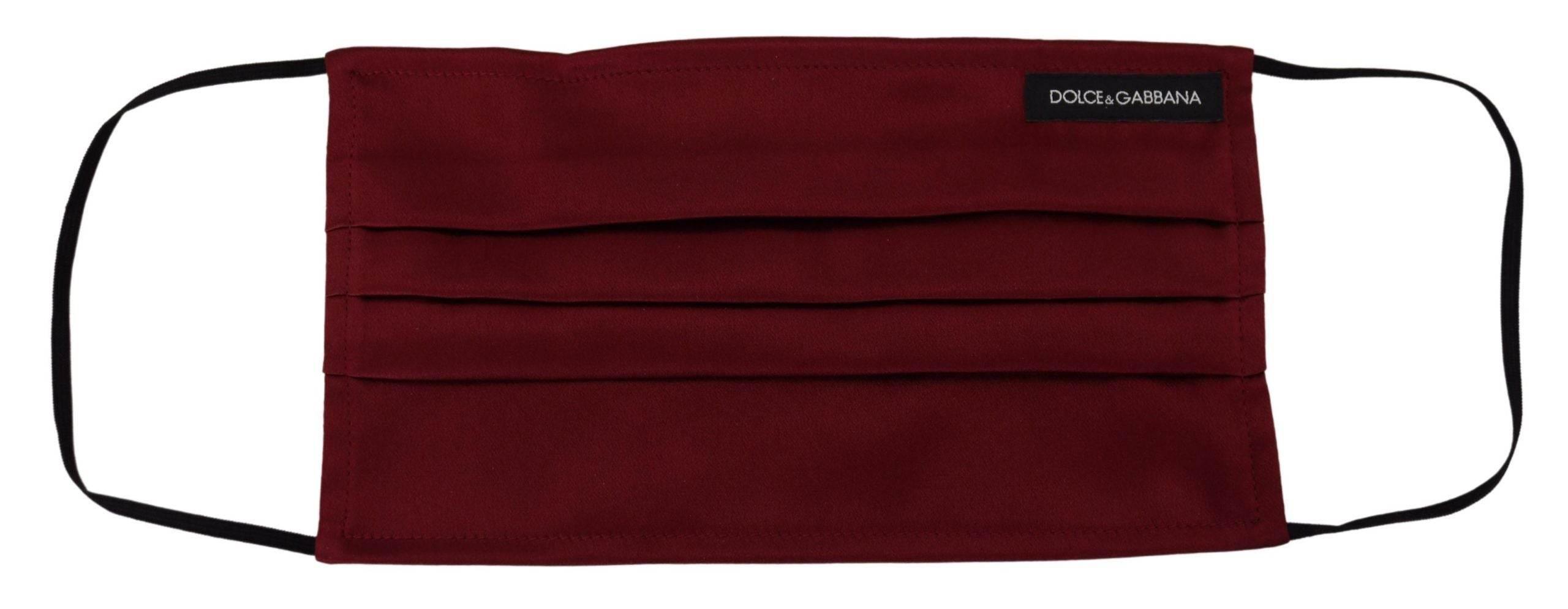 Dolce & Gabbana Elegant Silk Pleated Maroon Face Mask - Hilstor