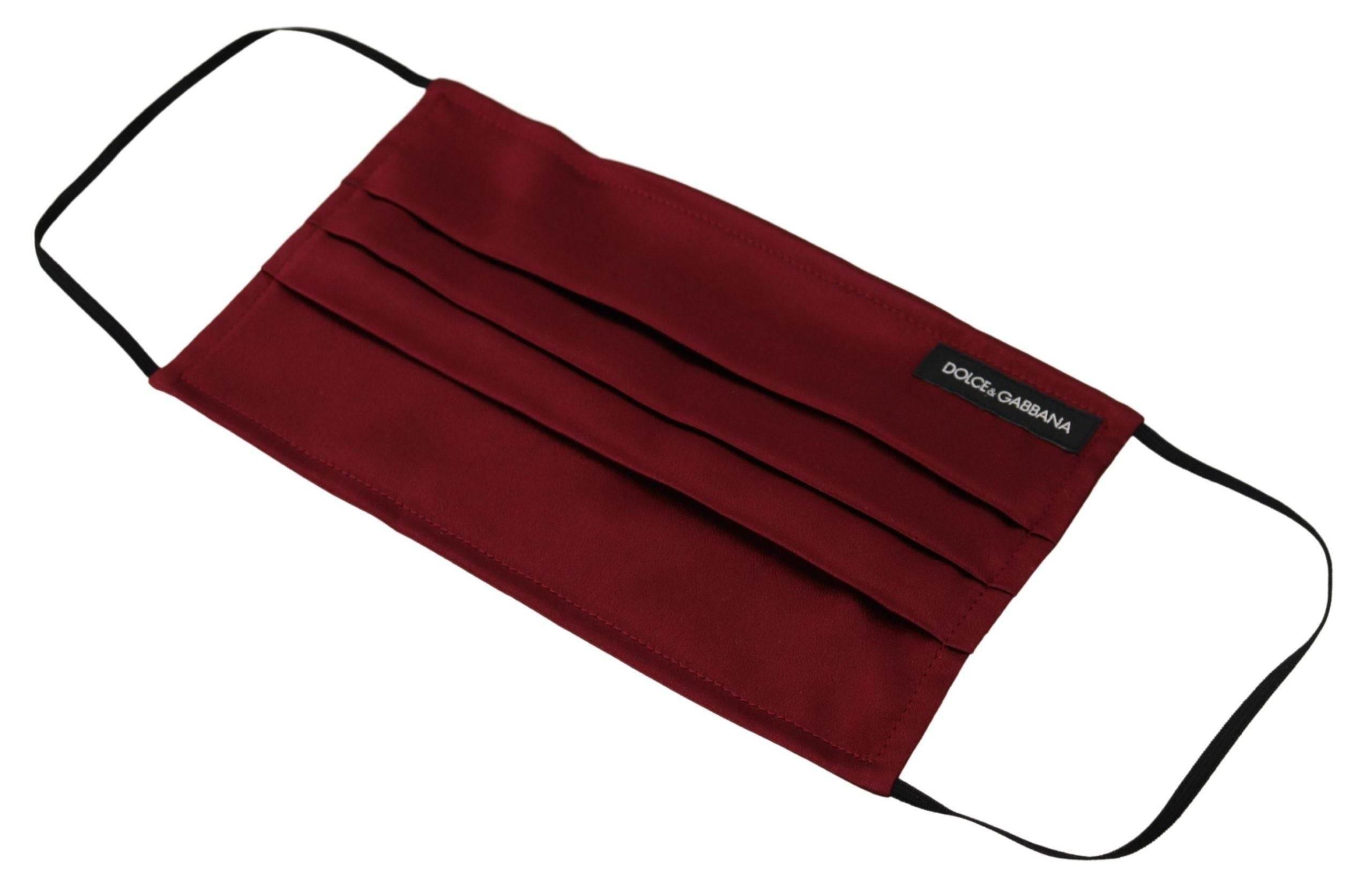 Dolce & Gabbana Elegant Silk Pleated Maroon Face Mask - Hilstor