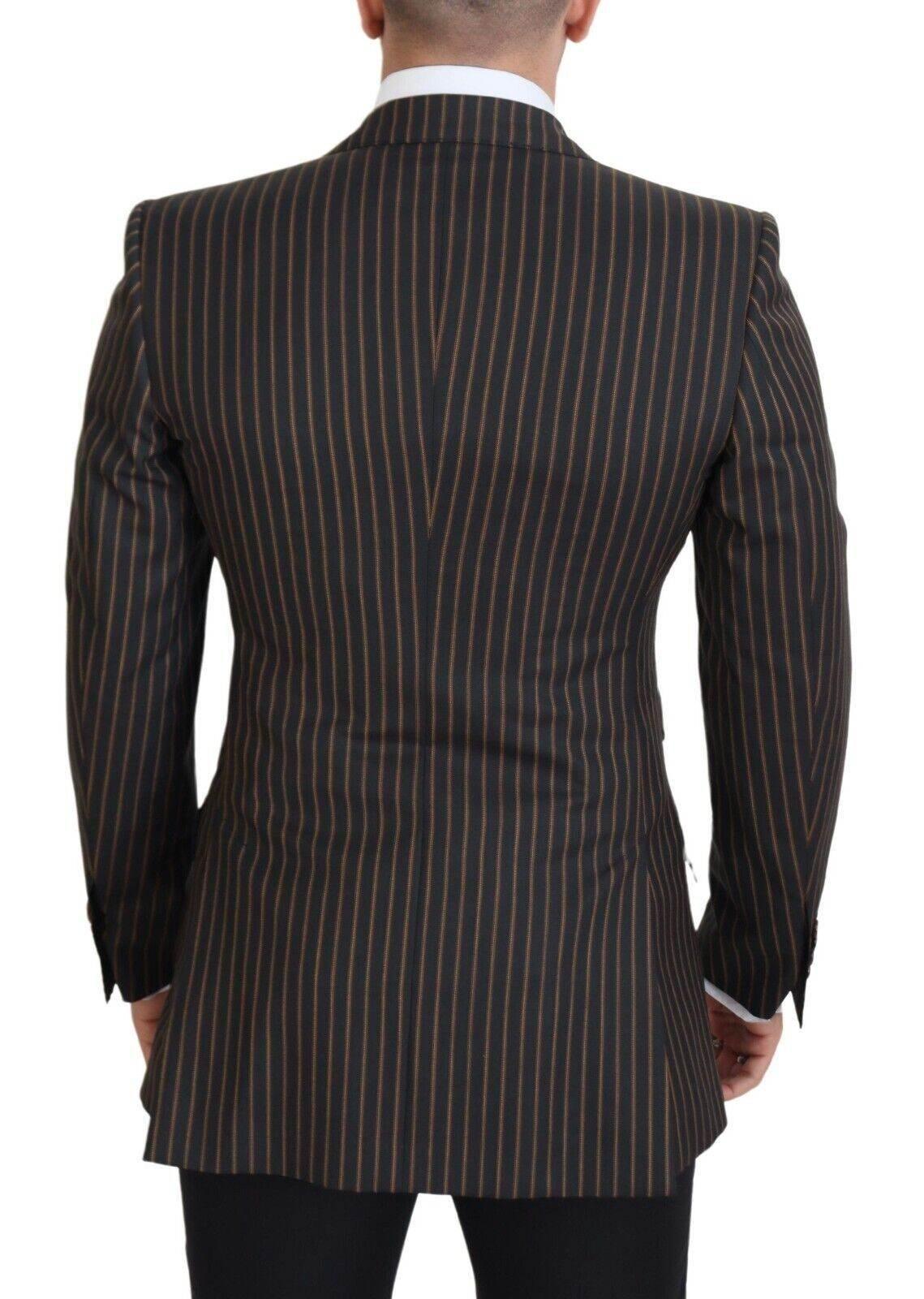 Dolce & Gabbana Black Brown Stripes Single Breasted Blazer - Hilstor
