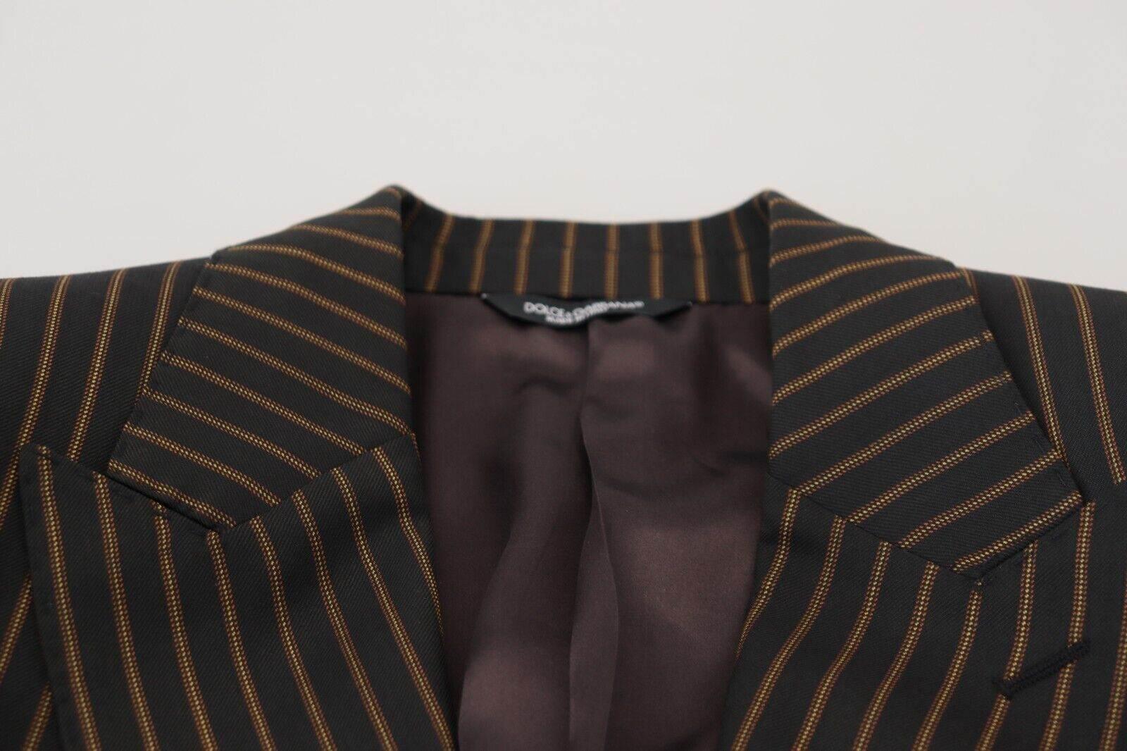Dolce & Gabbana Black Brown Stripes Single Breasted Blazer - Hilstor