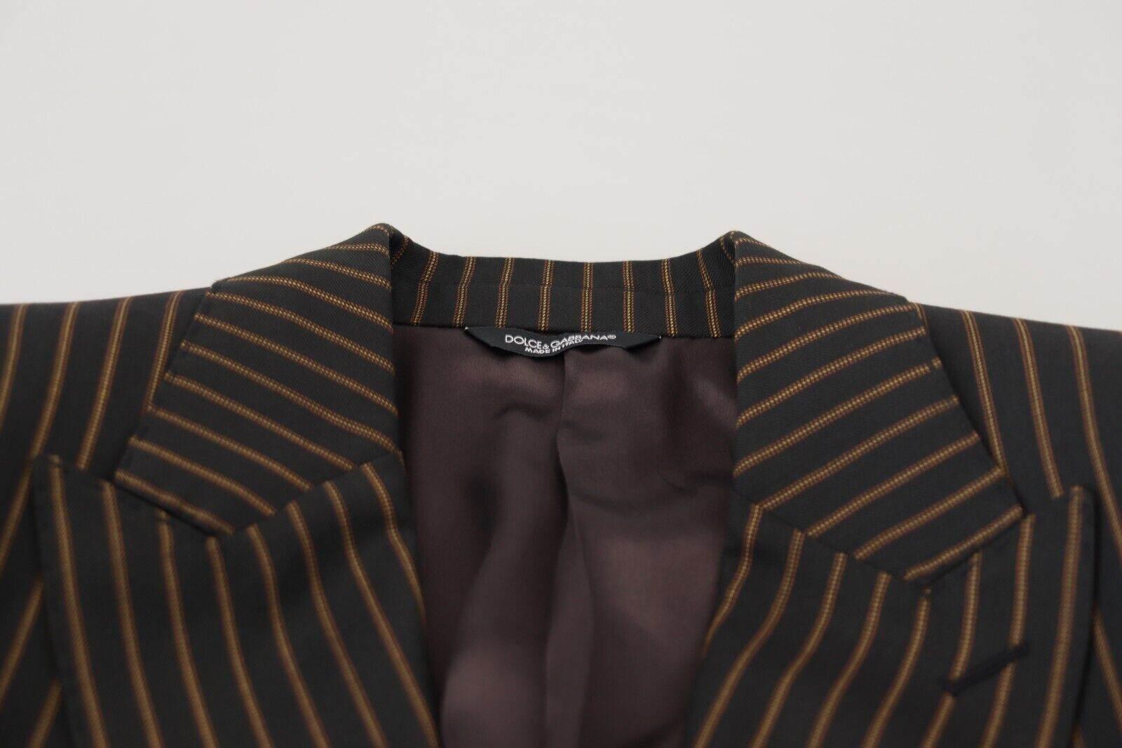 Dolce & Gabbana Black Brown Stripes Single Breasted Blazer - Hilstor