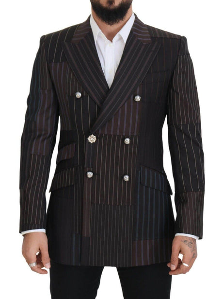 Dolce & Gabbana Multicolor Wool Silk Blend Slim Fit Blazer - Hilstor