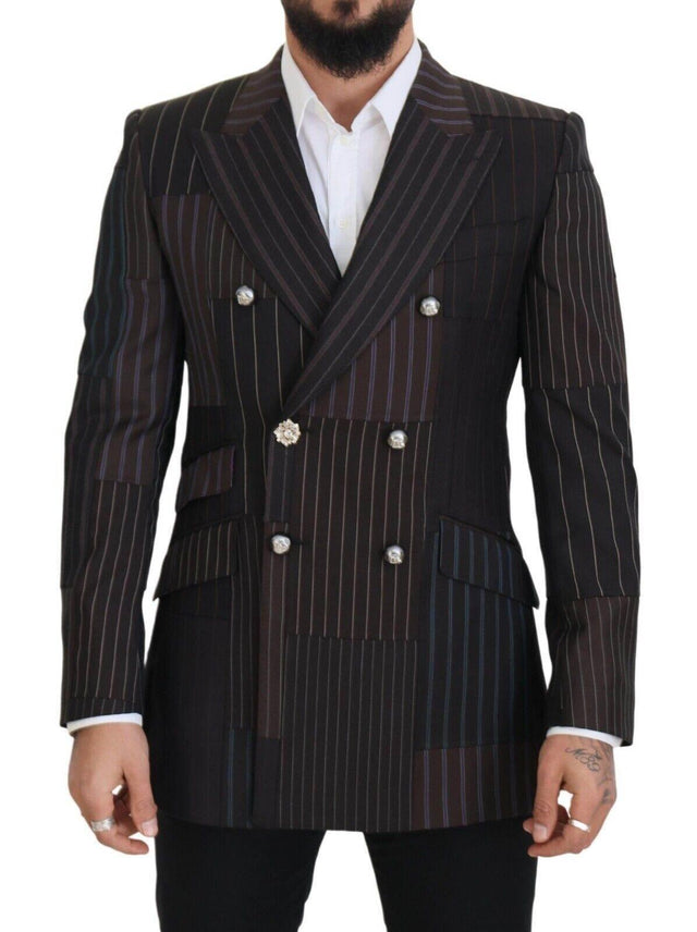 Dolce & Gabbana Multicolor Wool Silk Blend Slim Fit Blazer - Hilstor