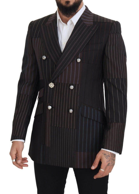 Dolce & Gabbana Multicolor Wool Silk Blend Slim Fit Blazer - Hilstor