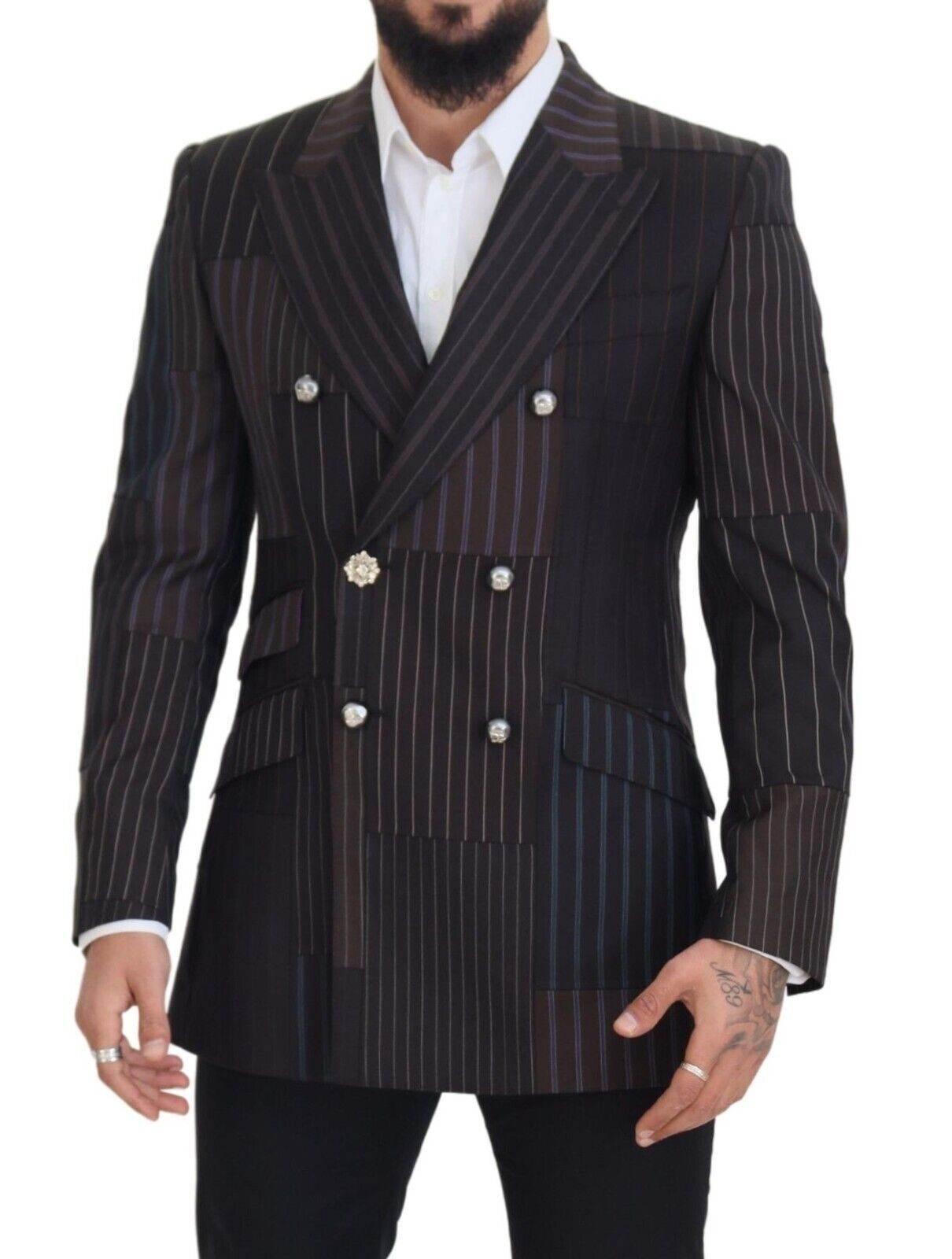 Dolce & Gabbana Multicolor Wool Silk Blend Slim Fit Blazer - Hilstor