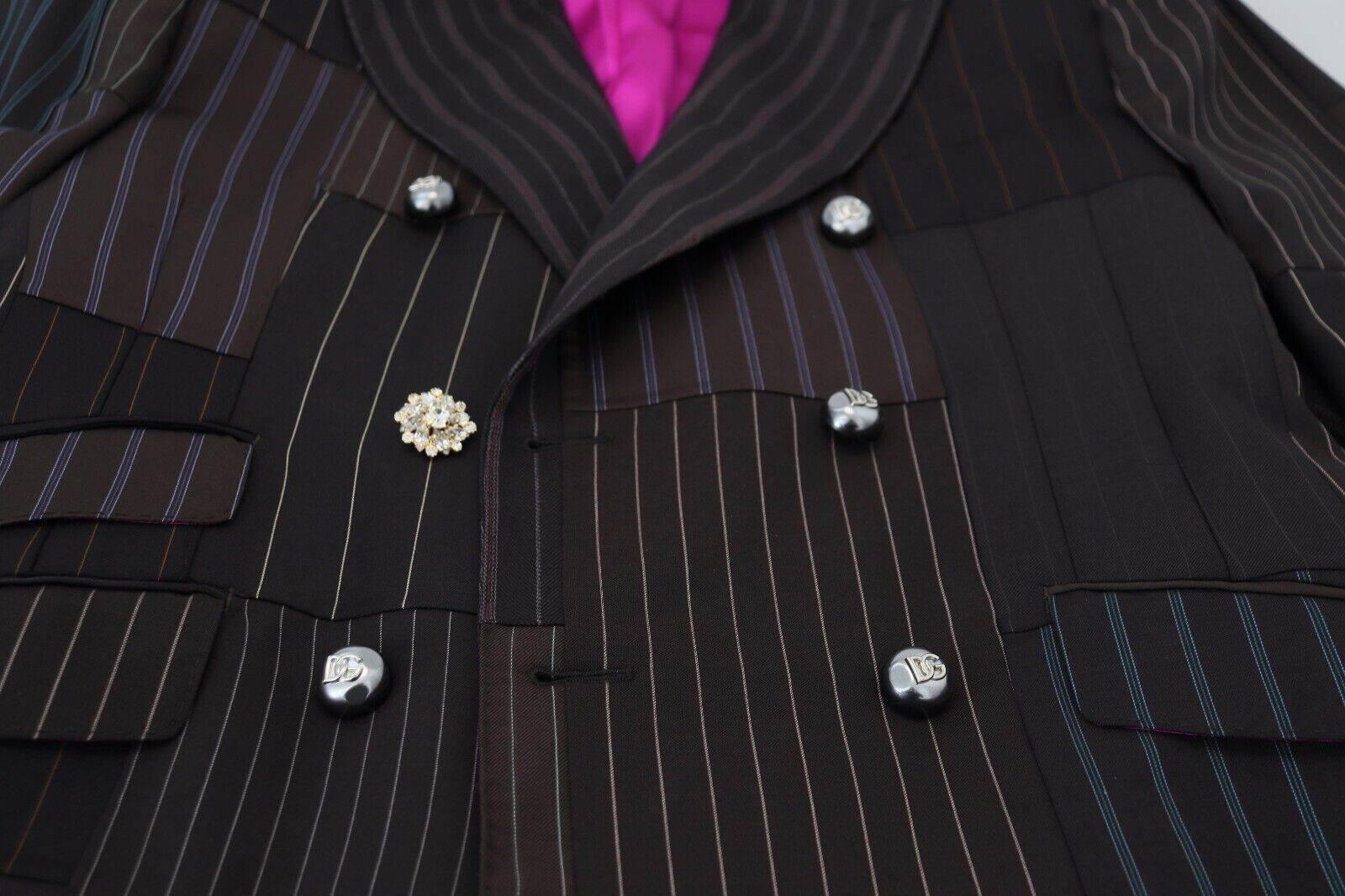 Dolce & Gabbana Multicolor Wool Silk Blend Slim Fit Blazer - Hilstor