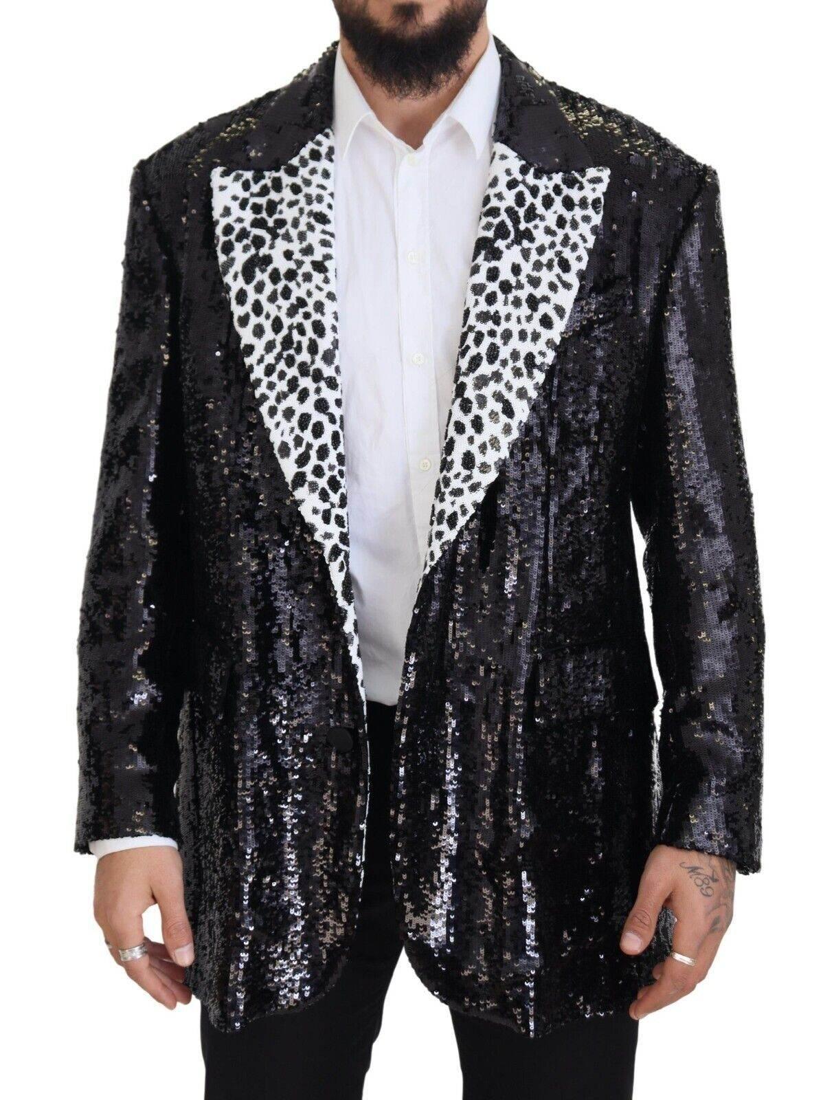 Dolce & Gabbana Black Sequined Cow Pattern Nylon Blazer - Hilstor