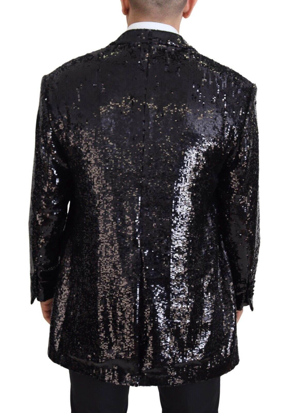 Dolce & Gabbana Black Sequined Cow Pattern Nylon Blazer - Hilstor