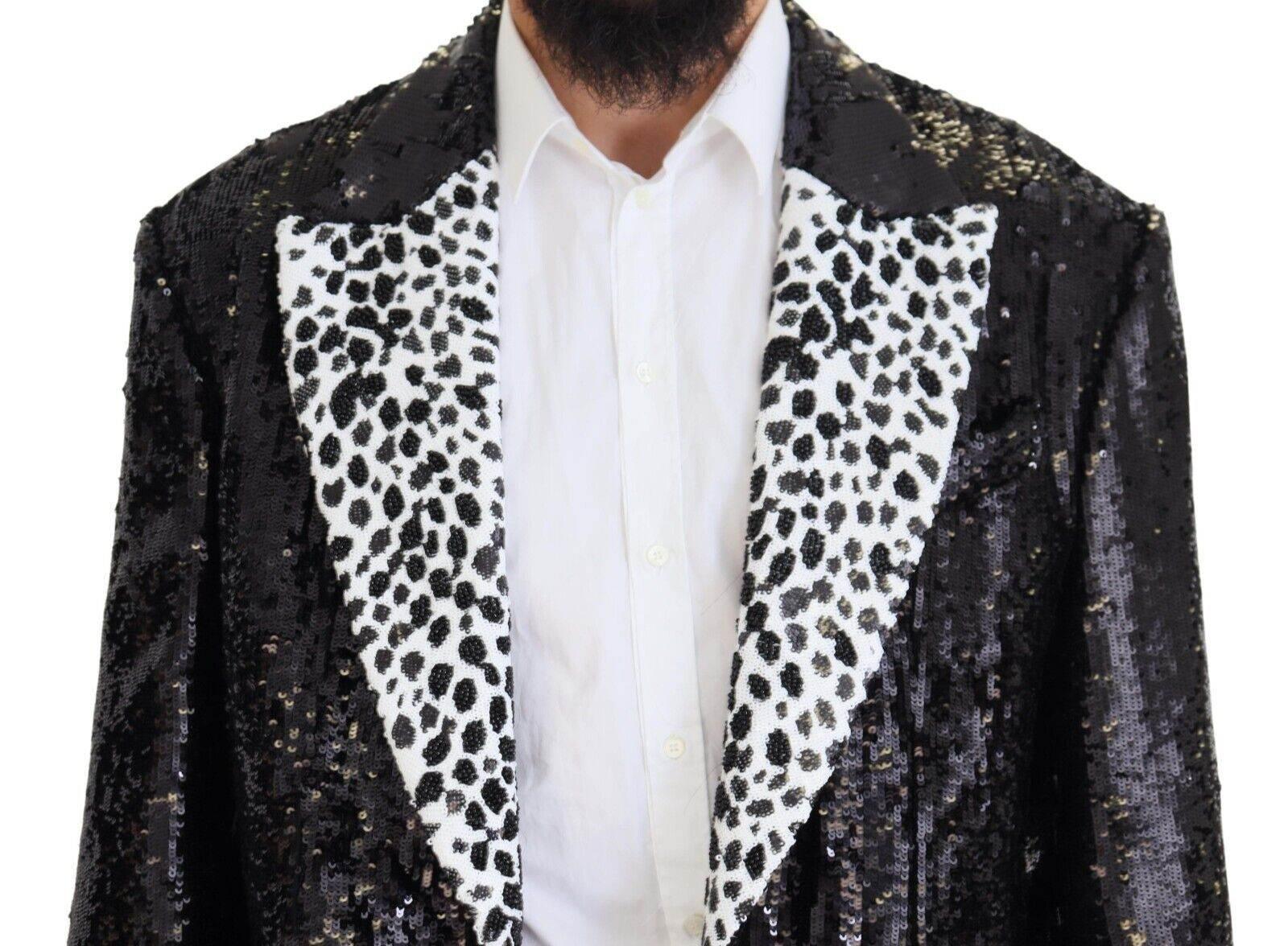 Dolce & Gabbana Black Sequined Cow Pattern Nylon Blazer - Hilstor
