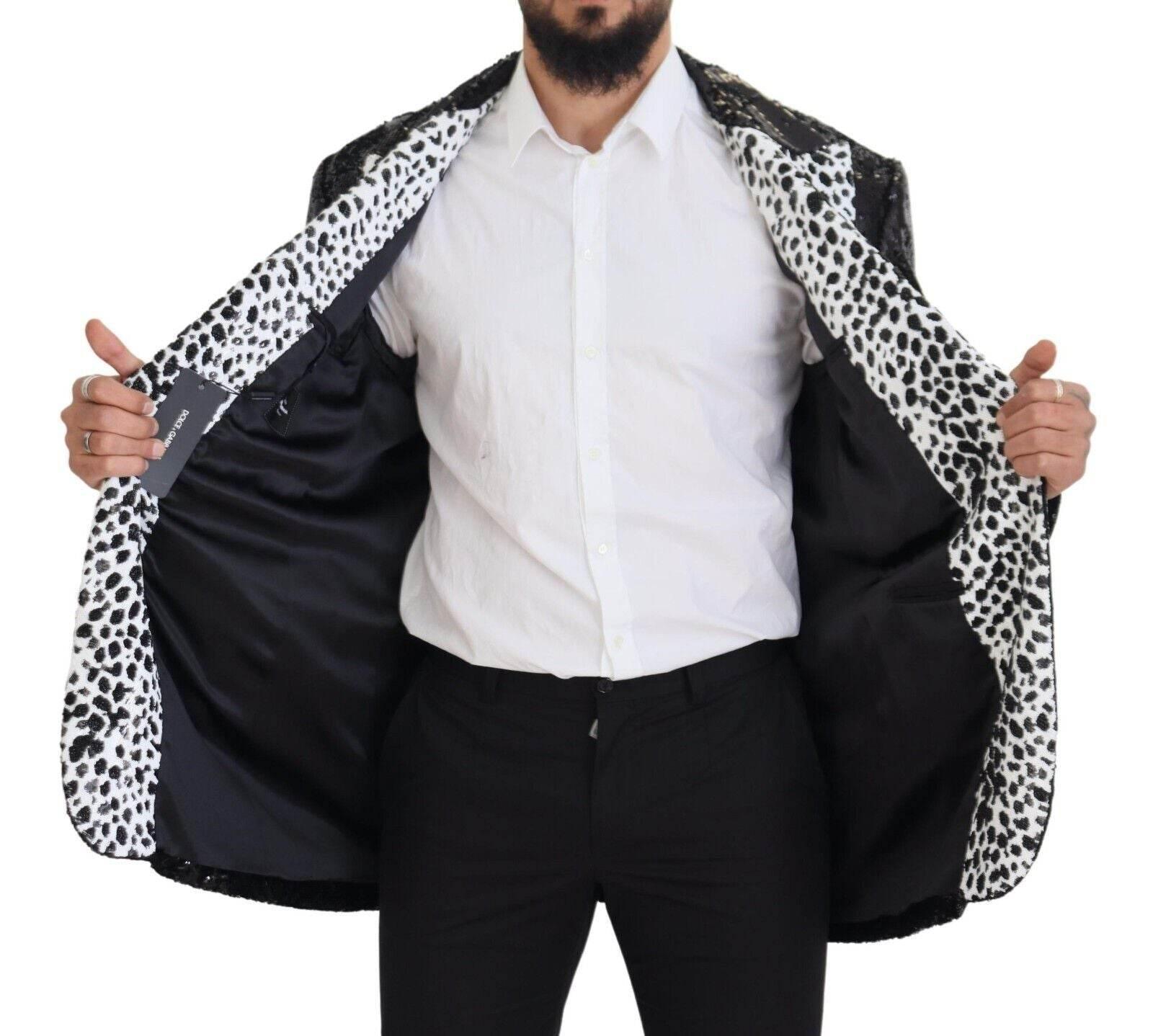 Dolce & Gabbana Black Sequined Cow Pattern Nylon Blazer - Hilstor