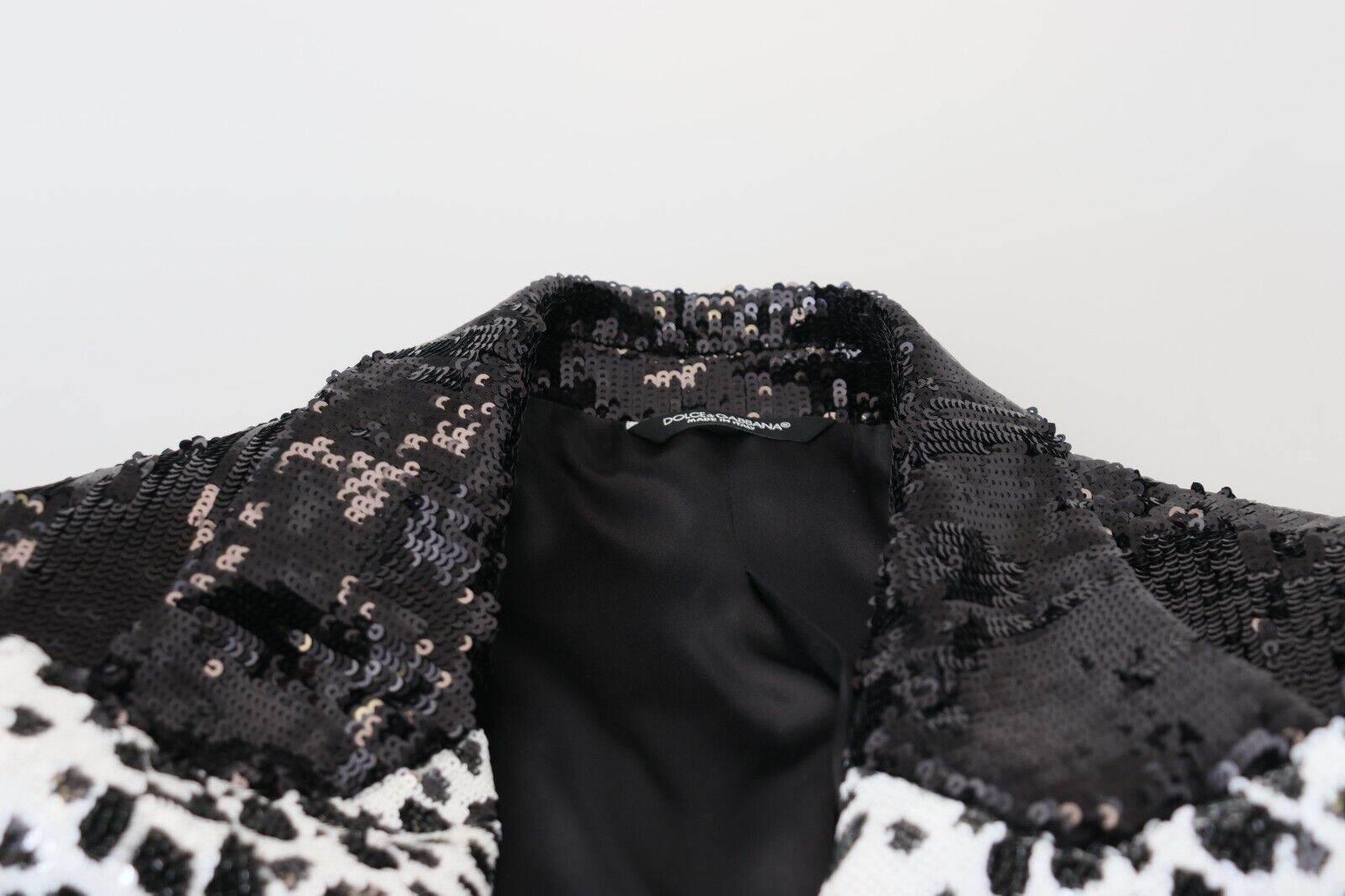 Dolce & Gabbana Black Sequined Cow Pattern Nylon Blazer - Hilstor