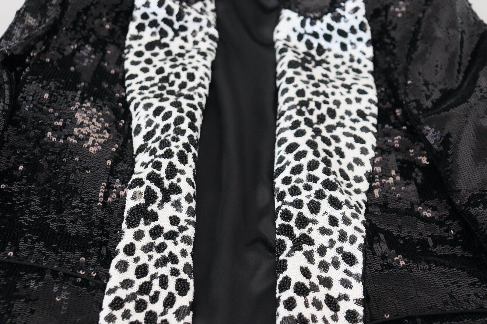 Dolce & Gabbana Black Sequined Cow Pattern Nylon Blazer - Hilstor