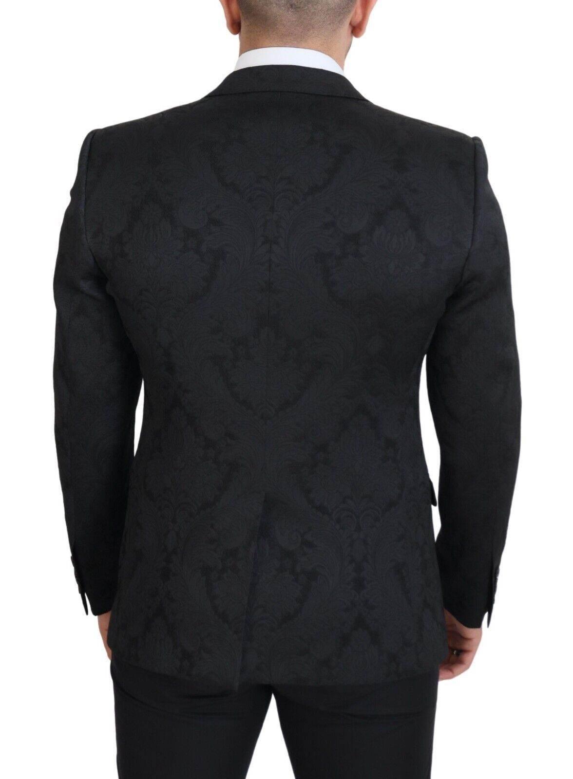 Dolce & Gabbana Black Floral Brocade 2 Piece MARTINI Suit - Hilstor