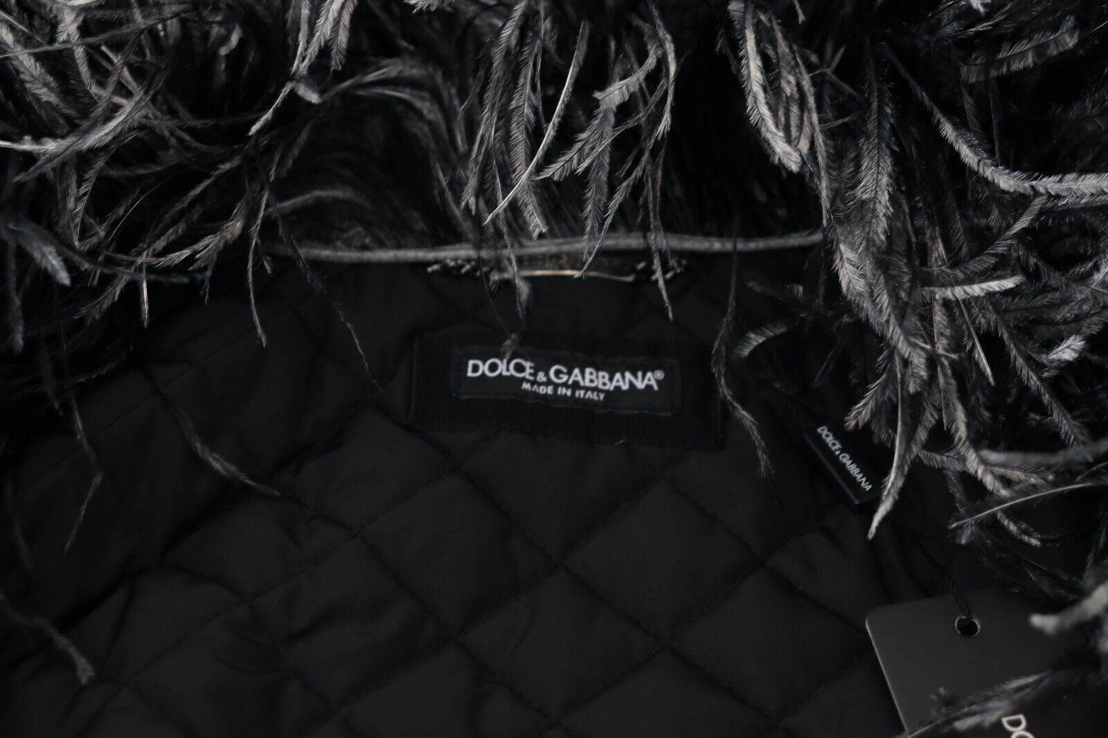 Dolce & Gabbana Black White Fur Shearling Full Zip Jacket - Hilstor