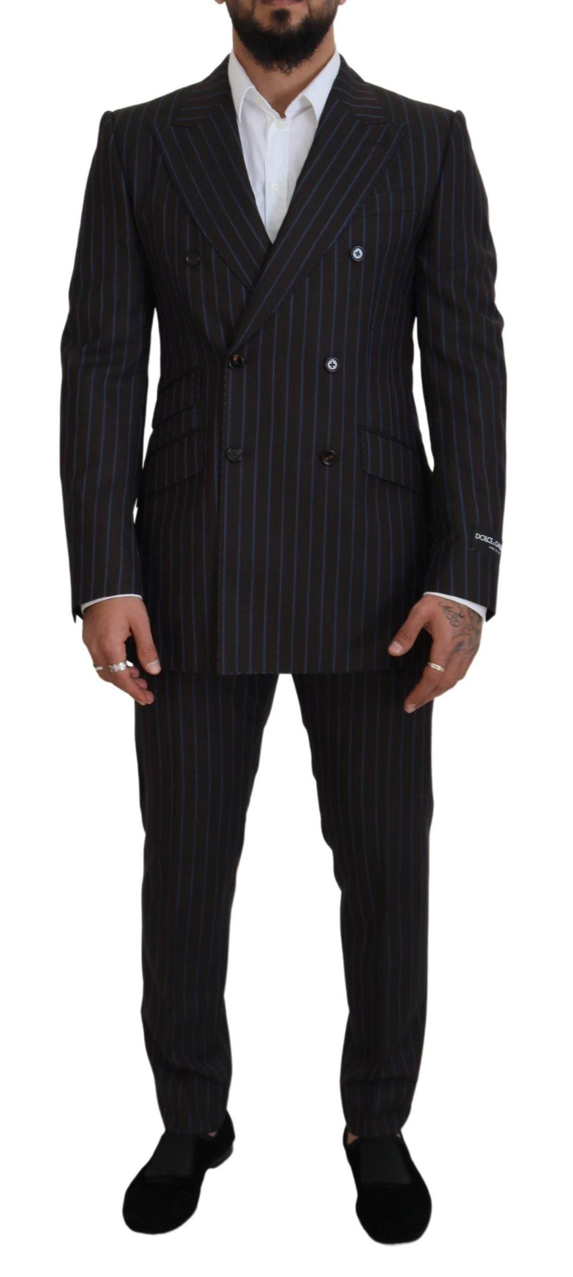 Dolce & Gabbana Black Striped Wool Formal 2 Piece Suit - Hilstor