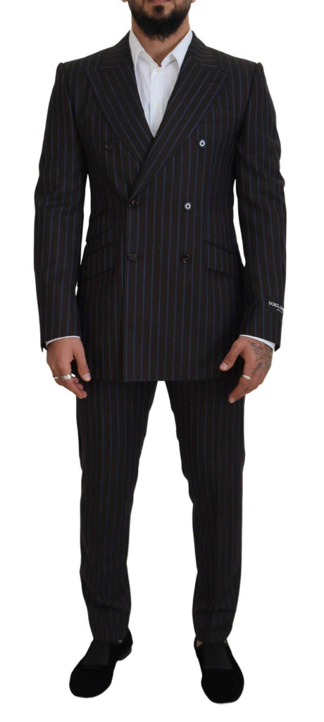 Dolce & Gabbana Black Striped Wool Formal 2 Piece Suit - Hilstor