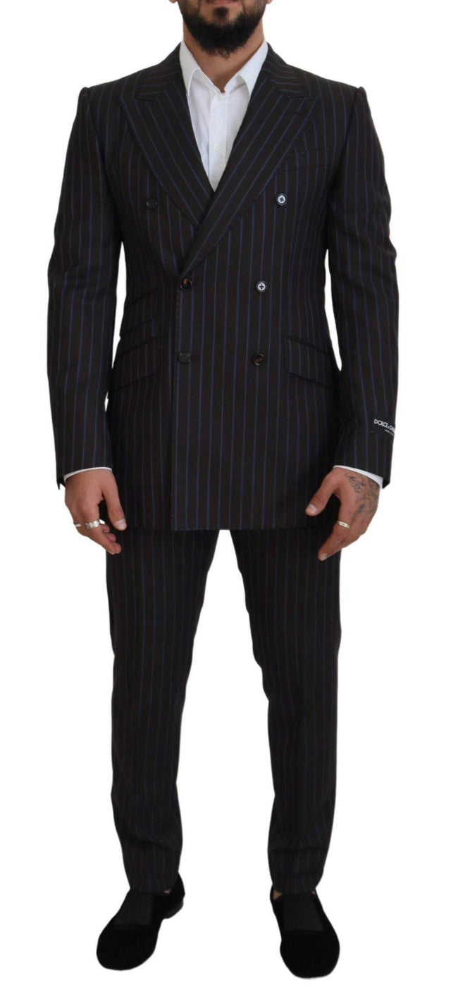 Dolce & Gabbana Black Striped Wool Formal 2 Piece Suit - Hilstor