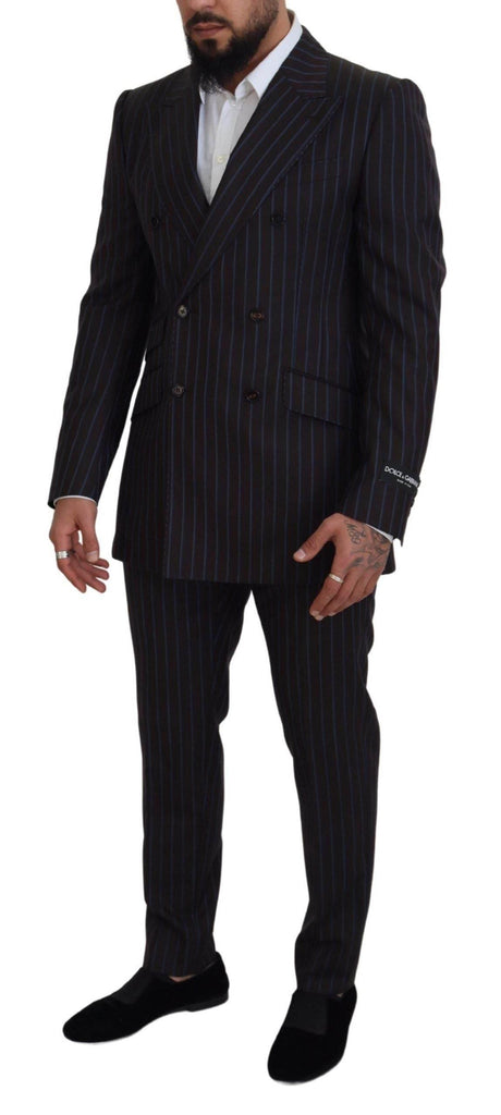 Dolce & Gabbana Black Striped Wool Formal 2 Piece Suit - Hilstor